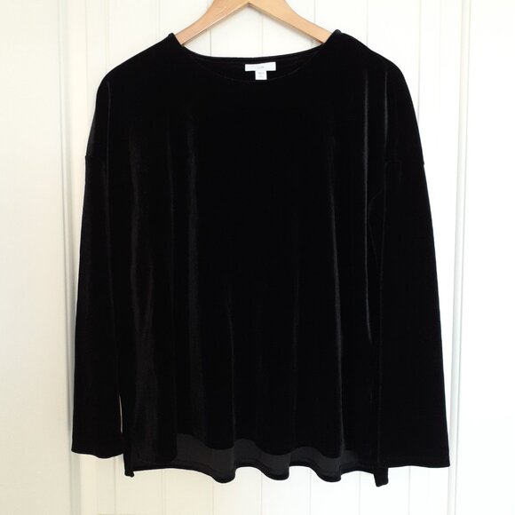 J. Jill Velvet 3/4 Sleeve Round Neck Top in Black Size LP Petite - Picture 11 of 11